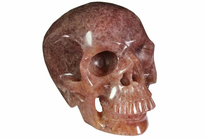 Realistic, Carved Strawberry Quartz Crystal Skull #116689